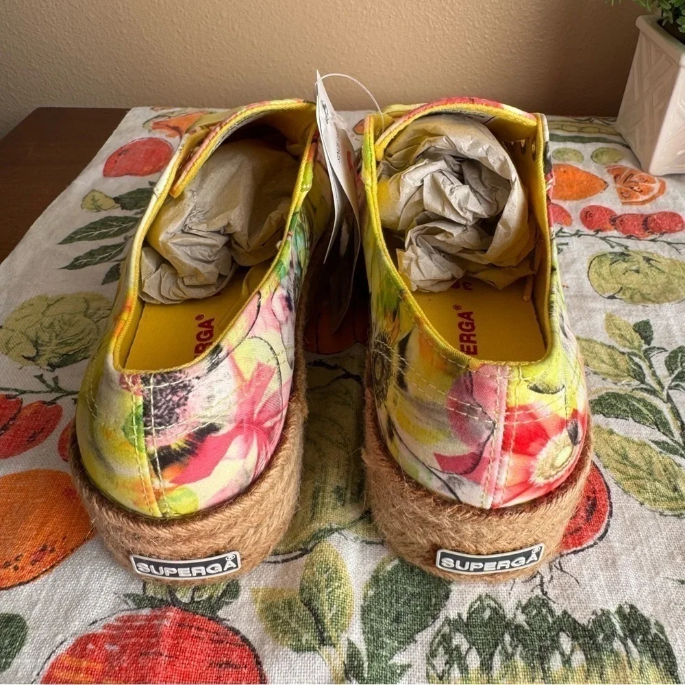 Superga NWT floral platform espadrille shoes size 36